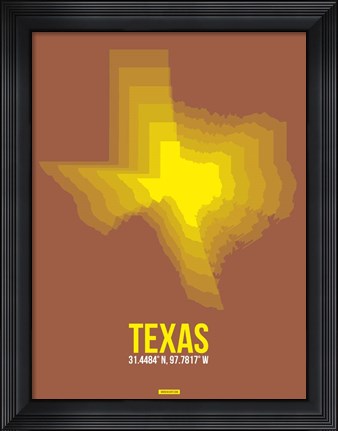 Framed Texas Radiant Map 2 Print