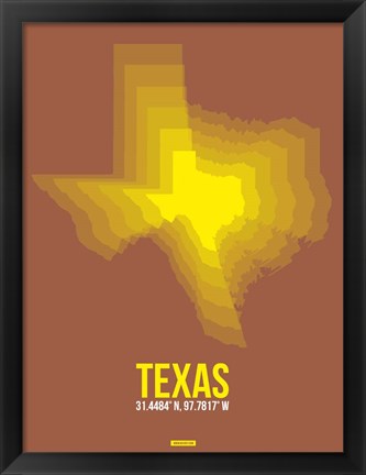 Framed Texas Radiant Map 2 Print