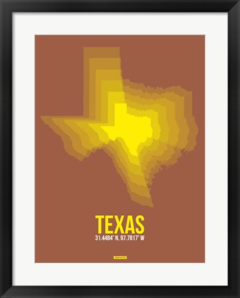 Framed Texas Radiant Map 2 Print