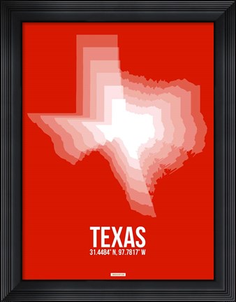 Framed Texas Radiant Map 3 Print