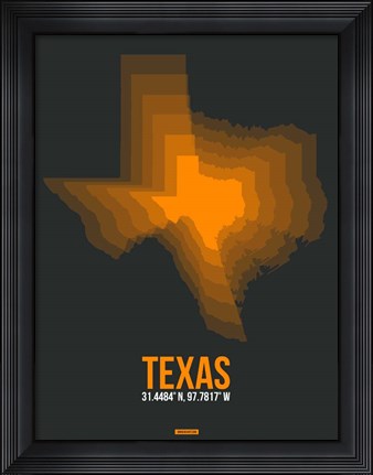 Framed Texas Radiant Map 5 Print