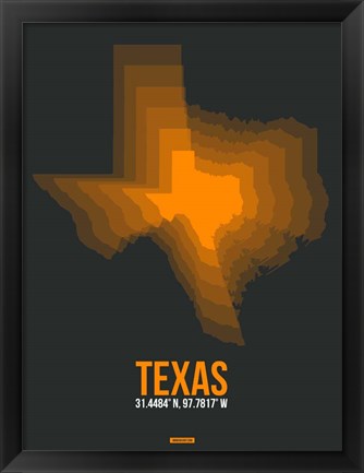 Framed Texas Radiant Map 5 Print