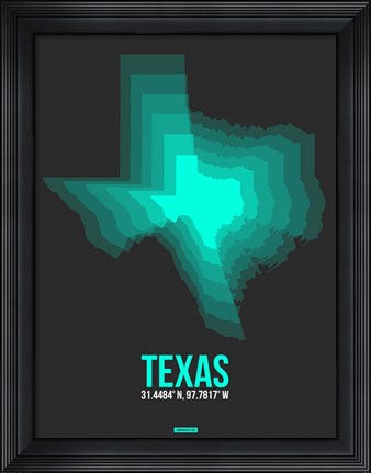 Framed Texas Radiant Map 6 Print
