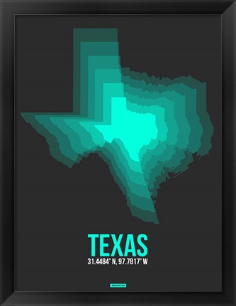 Framed Texas Radiant Map 6 Print