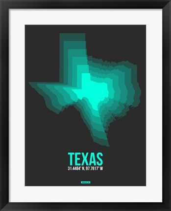 Framed Texas Radiant Map 6 Print