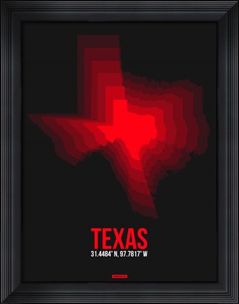 Framed Texas Radiant Map 7 Print