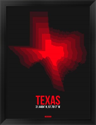 Framed Texas Radiant Map 7 Print