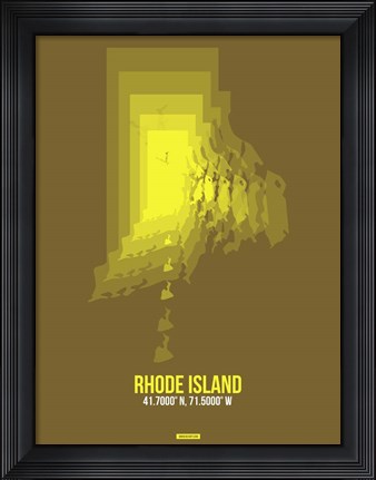 Framed Rhode Island Radiant Map 1 Print