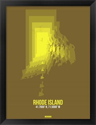 Framed Rhode Island Radiant Map 1 Print