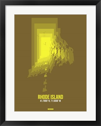 Framed Rhode Island Radiant Map 1 Print