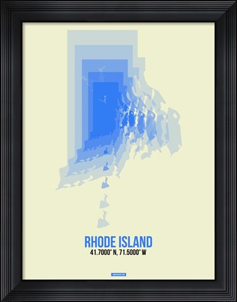 Framed Rhode Island Radiant Map 2 Print