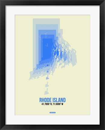 Framed Rhode Island Radiant Map 2 Print