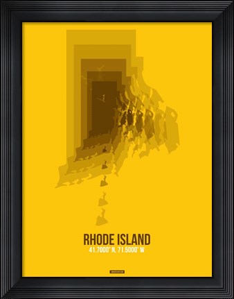 Framed Rhode Island Radiant Map 3 Print