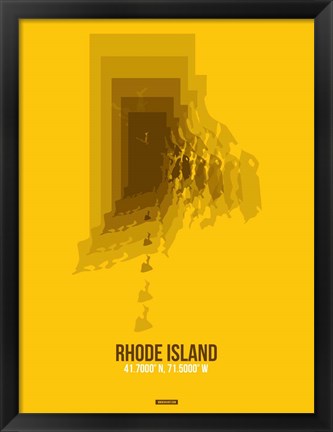 Framed Rhode Island Radiant Map 3 Print