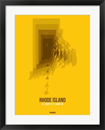 Framed Rhode Island Radiant Map 3 Print