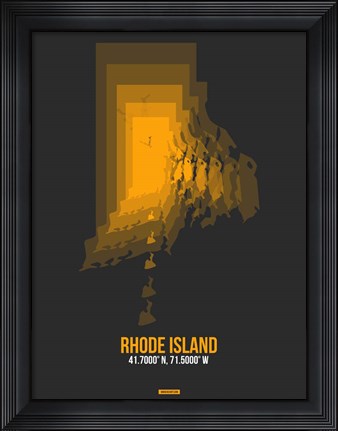 Framed Rhode Island Radiant Map 4 Print