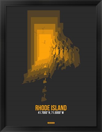 Framed Rhode Island Radiant Map 4 Print