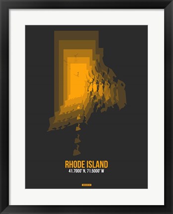 Framed Rhode Island Radiant Map 4 Print