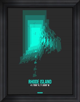 Framed Rhode Island Radiant Map 5 Print