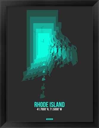 Framed Rhode Island Radiant Map 5 Print