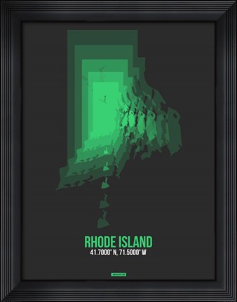 Framed Rhode Island Radiant Map 6 Print