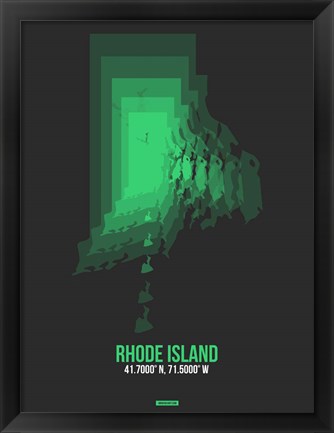 Framed Rhode Island Radiant Map 6 Print