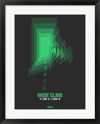 Framed Rhode Island Radiant Map 6 Print