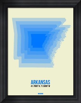 Framed Arkansas Radiant Map 2 Print