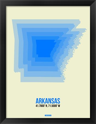 Framed Arkansas Radiant Map 2 Print