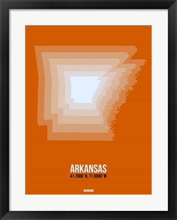 Framed Arkansas Radiant Map 3 Print