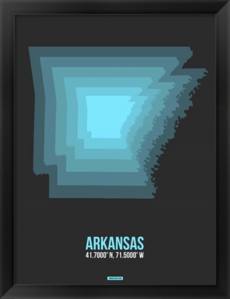 Framed Arkansas Radiant Map 4 Print