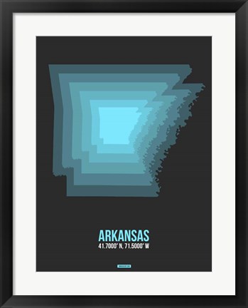 Framed Arkansas Radiant Map 4 Print