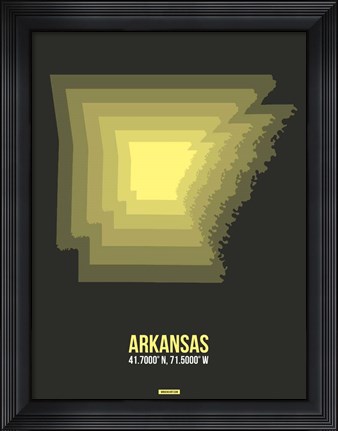 Framed Arkansas Radiant Map 5 Print
