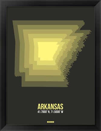 Framed Arkansas Radiant Map 5 Print