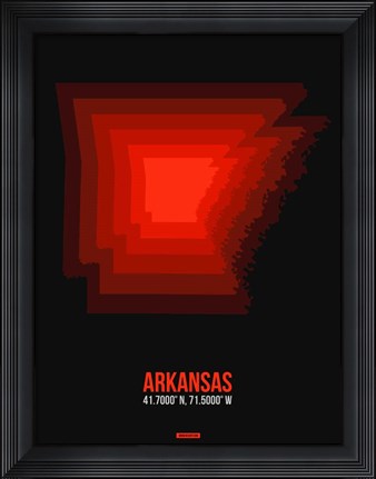 Framed Arkansas Radiant Map 6 Print