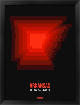 Framed Arkansas Radiant Map 6 Print