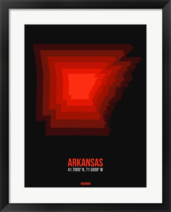 Framed Arkansas Radiant Map 6 Print