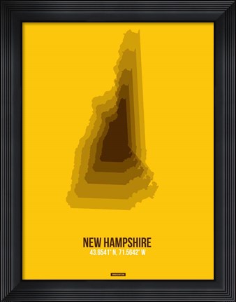 Framed New Hampshire Radiant Map 2 Print