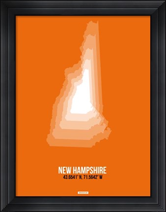 Framed New Hampshire Radiant Map 3 Print