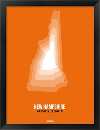 Framed New Hampshire Radiant Map 3 Print