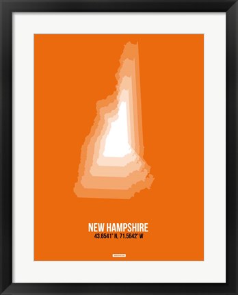 Framed New Hampshire Radiant Map 3 Print