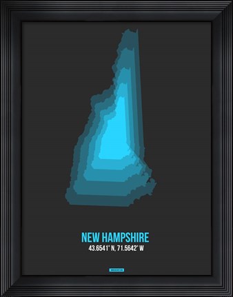 Framed New Hampshire Radiant Map 4 Print