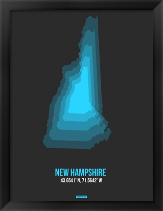 Framed New Hampshire Radiant Map 4 Print