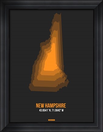 Framed New Hampshire Radiant Map 5 Print