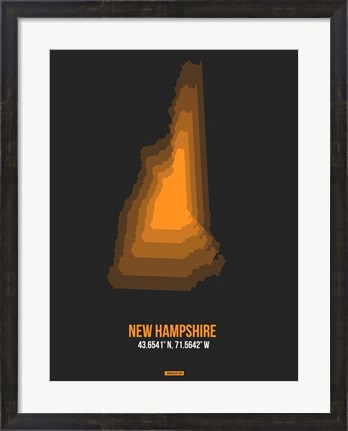 Framed New Hampshire Radiant Map 5 Print