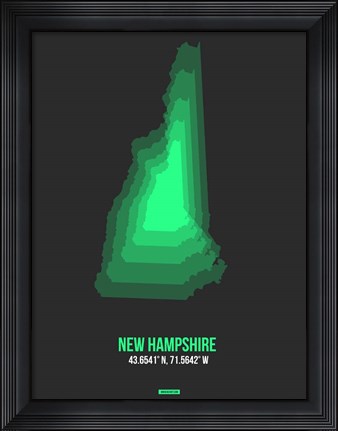 Framed New Hampshire Radiant Map 6 Print