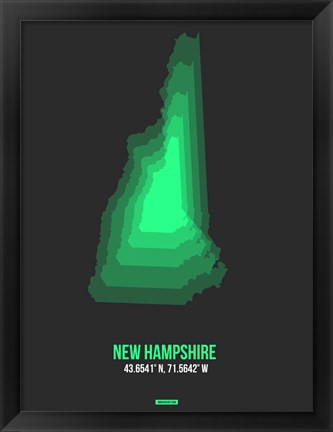 Framed New Hampshire Radiant Map 6 Print