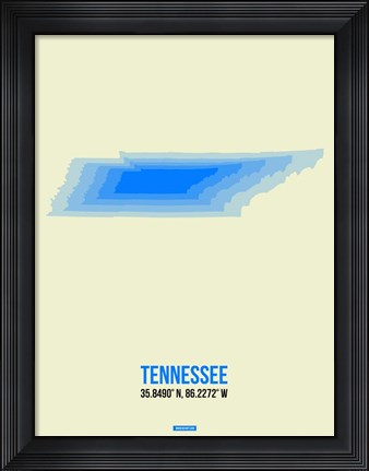 Framed Tennessee Radiant Map 1 Print