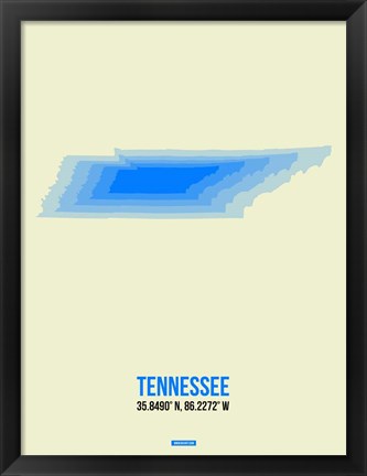Framed Tennessee Radiant Map 1 Print