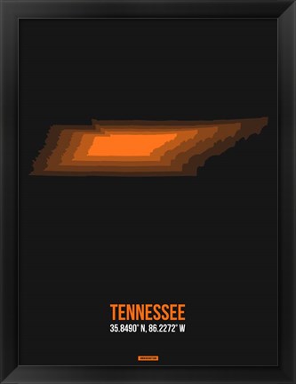 Framed Tennessee Radiant Map 5 Print